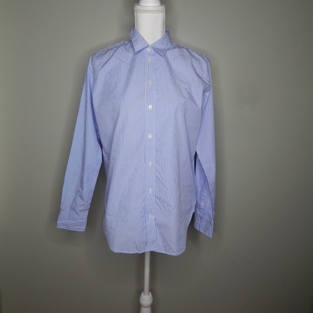 everlane women long sleeve shirt sz 2 blue/white